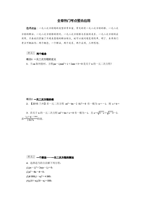 新冀教版九上数学第24章 一元一次方程 全章热门考点整合应用