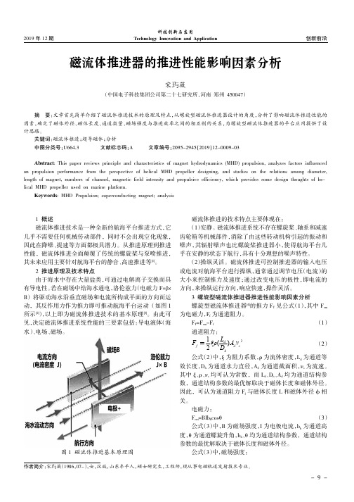 磁流体推进器的推进性能影响因素分析