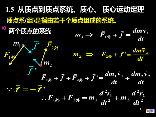 大学物理力学：1.5  从质点到质点系统、质心、 质心运动定理