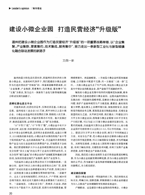 建设小微企业园 打造民营经济“升级版”