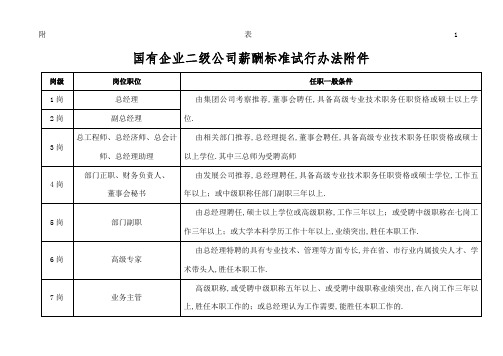 国企集团薪酬标准