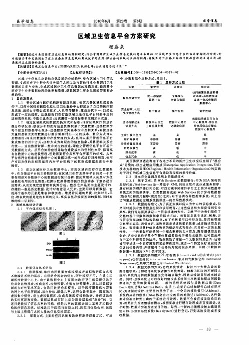 区域卫生信息平台方案研究