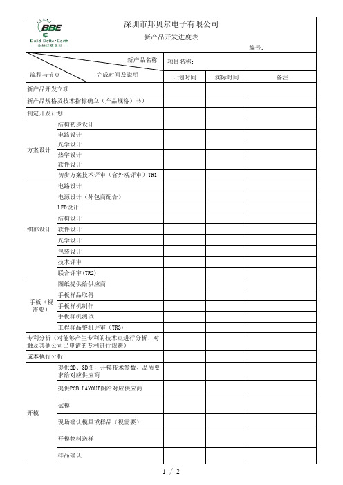 新开发项目进度表