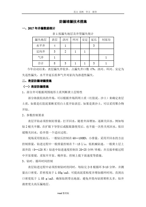 防堵漏技术措施方案