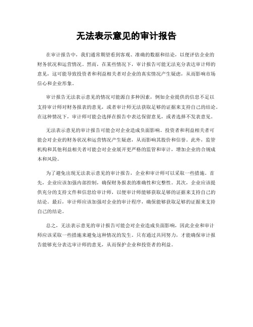 无法表示意见的审计报告