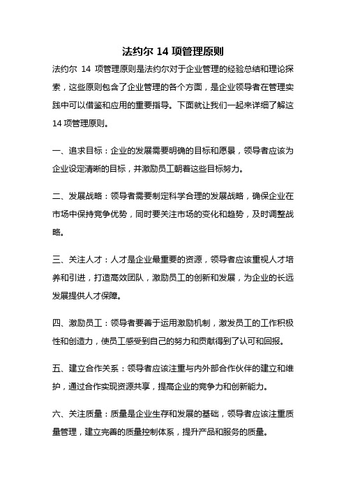 法约尔14项管理原则