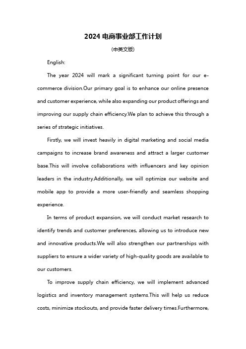 2024电商事业部工作计划