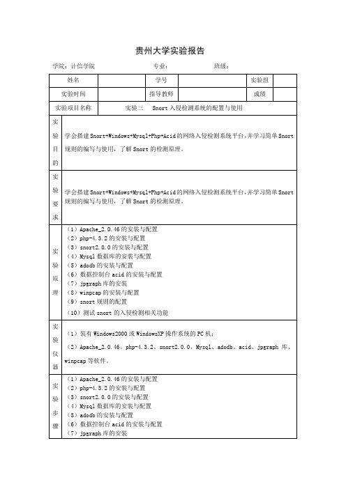 Snort入侵检测系统的配置与使用