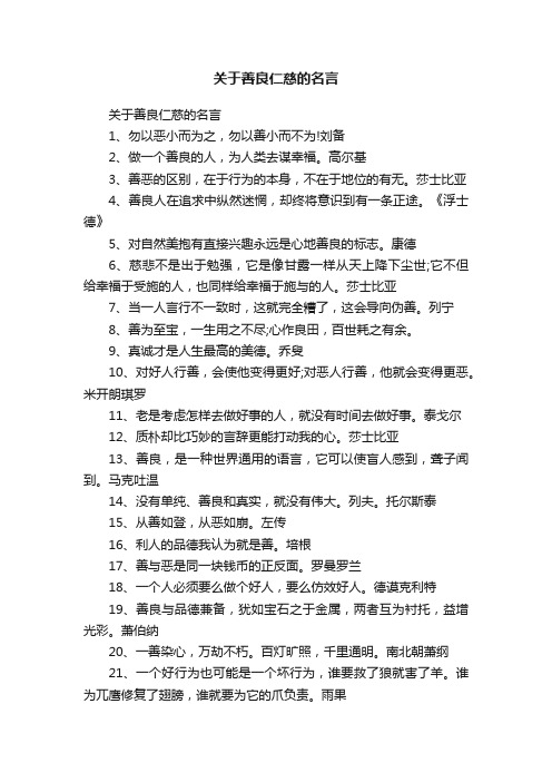 关于善良仁慈的名言