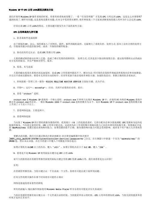 Windows XP中CPU占用100%原因及解决方法