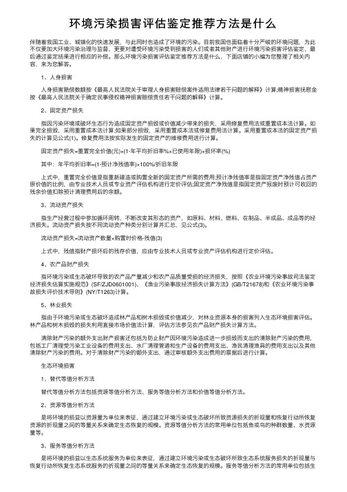 环境污染损害评估鉴定推荐方法是什么