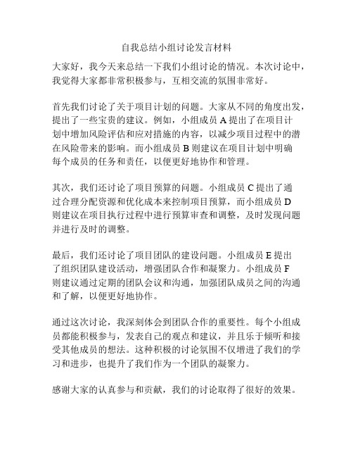 自我总结小组讨论发言材料