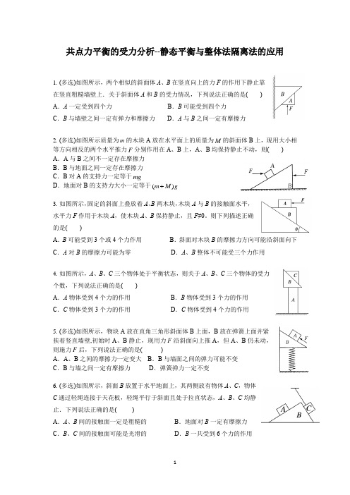 2023高考物理专题冲刺训练--共点力平衡的受力分析