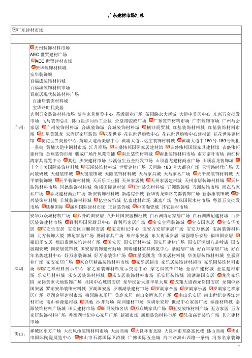 广东省建材市场-各城市名单