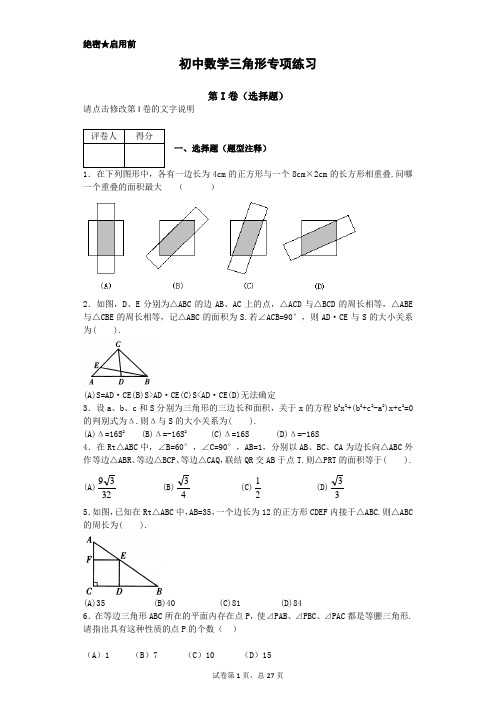 初中数学三角形专项练习