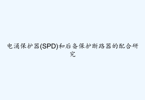 电涌保护器(SPD)和后备保护断路器的配合研究 PPT