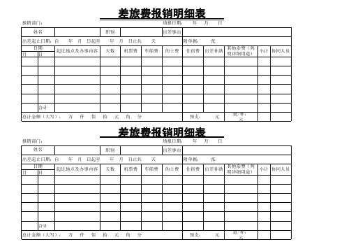 差旅费报销明细表