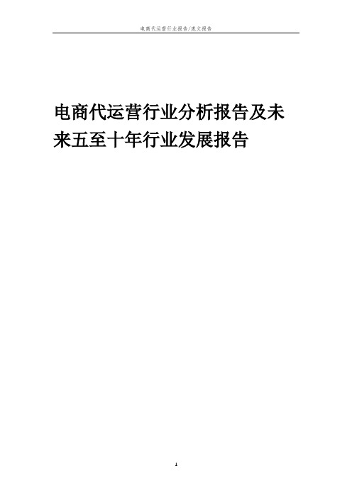 2023年电商代运营行业分析报告及未来五至十年行业发展报告