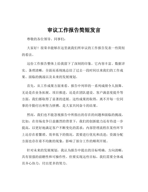 审议工作报告简短发言