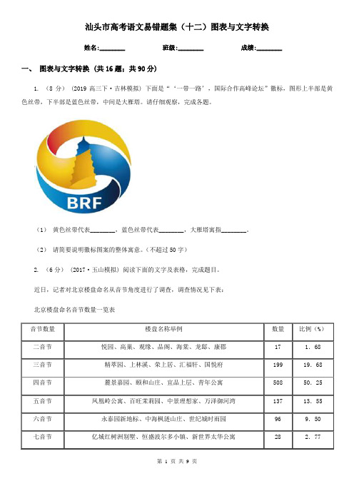 汕头市高考语文易错题集(十二)图表与文字转换