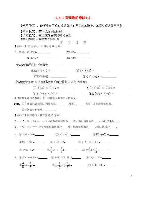 辽宁省大连市枫叶国际学校七年级数学上册 1.4.1 有理