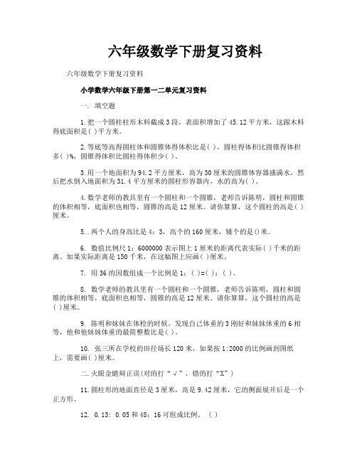 六年级数学下册复习资料