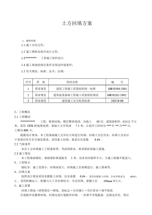 深基坑土方回填方案