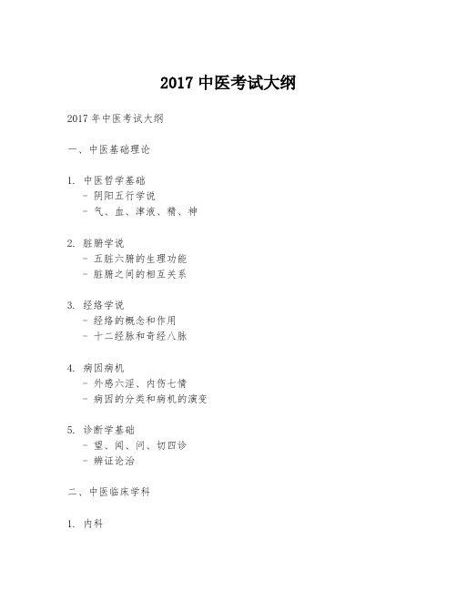 2017中医考试大纲