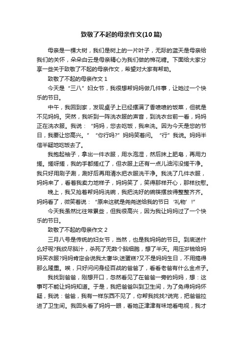 致敬了不起的母亲作文（10篇）