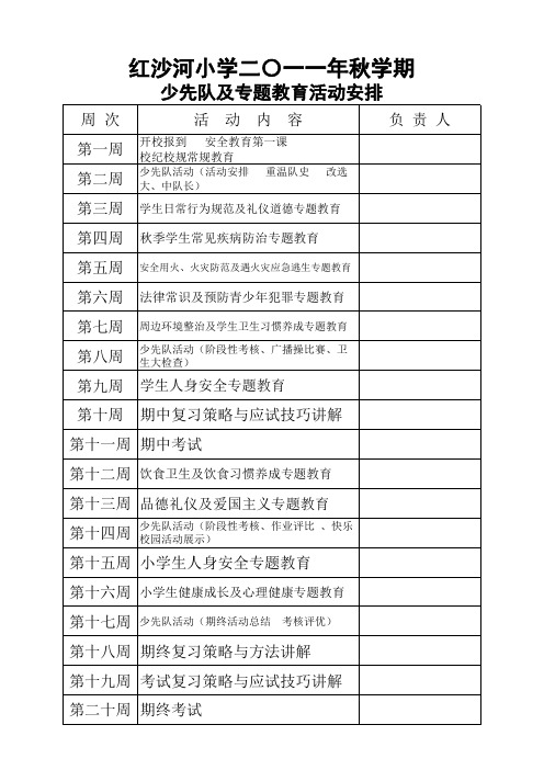 小学少先队、专题活动相关表册