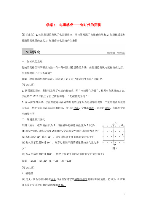 高中物理第1章电磁感应与现代社会学案1电磁感应——划时代的发现同步备课学案沪科选修3-2