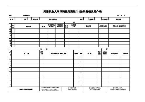 天津职业大学评聘教师高级(中级)职务情况简介表【模板】