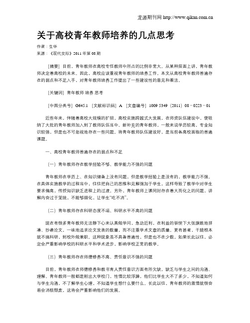 关于高校青年教师培养的几点思考