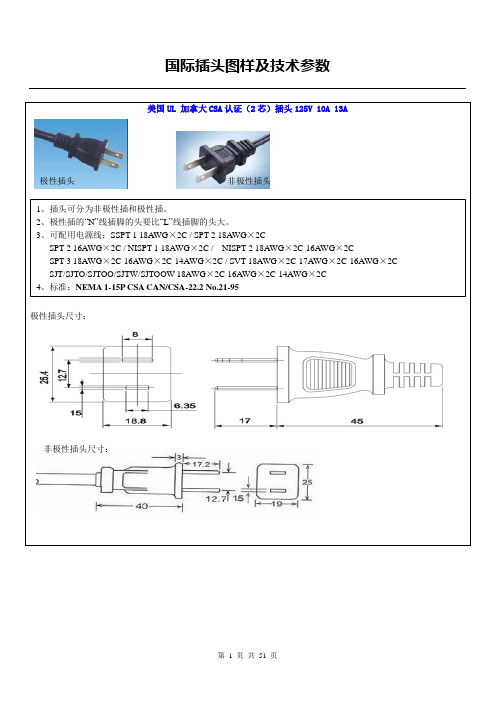 国际插头样式及技术参数(免费分享)