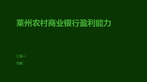 莱州农村商业银行盈利能力