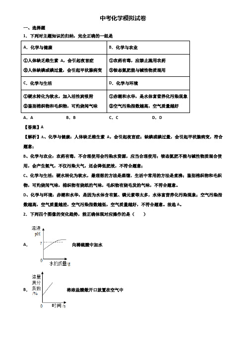 【试卷3份合集】青岛市某知名实验中学2018年中考冲刺模拟化学试题