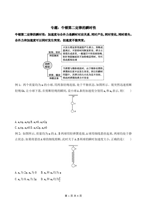 瞬时加速度专题