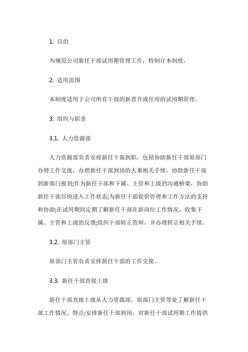 公司新任干部试用期管理规定