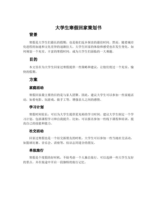 大学生寒假回家策划书