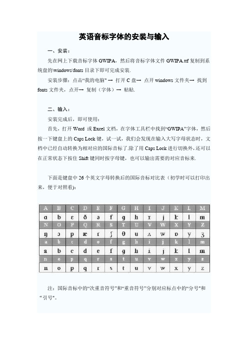 英语音标字体的下载、安装与输入