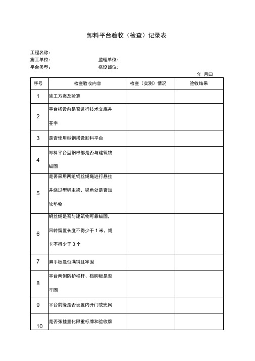 卸料平台验收(检查记录表