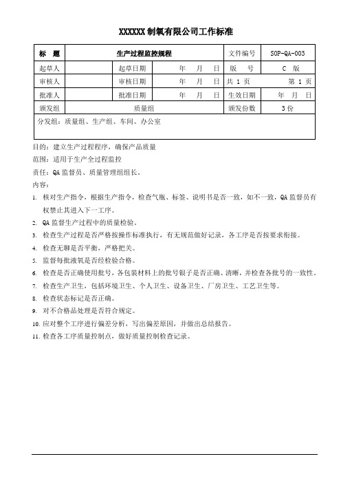 SOP-QA-003 生产过程监控规程