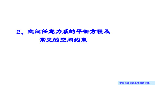 理论力学(大学)课件8.2 空间任意力系的平衡方程及常见的空间约束