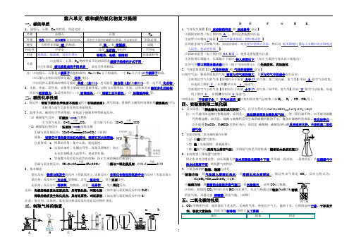 九年级化学第六单元碳和碳的化合物复习提纲