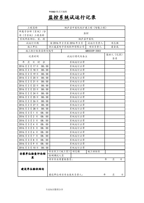 视频监控系统试运行记录文本