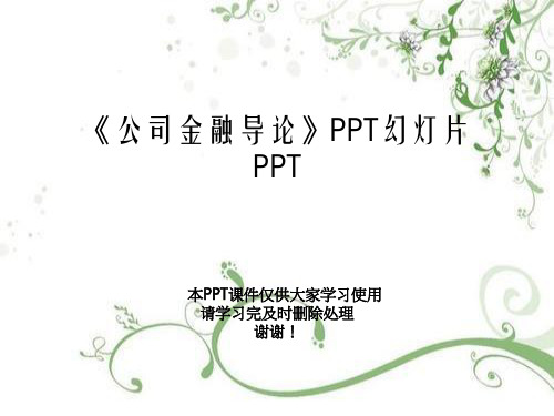 《公司金融导论》PPT幻灯片PPT