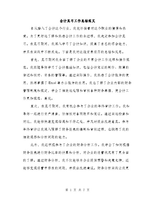 会计见习工作总结范文（3篇）