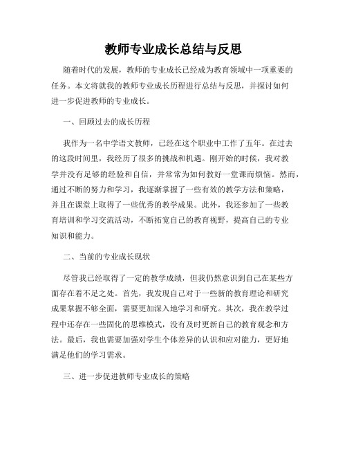 教师专业成长总结与反思