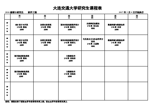 大连交通大学研究生课程表