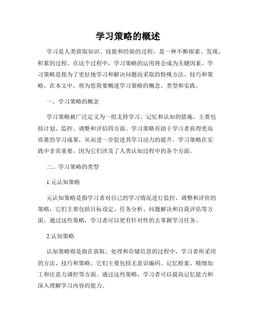 学习策略的概述